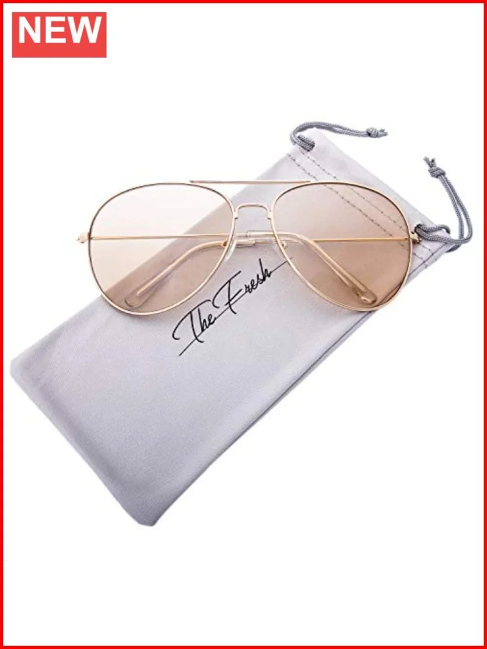 Aviator Frame Oversized Sunglasses with UV400 Protection Gift Box